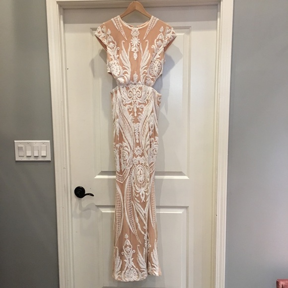 NWT White Nude Ryse Sequined Emily Cut Out Dress - Picture 3 of 4